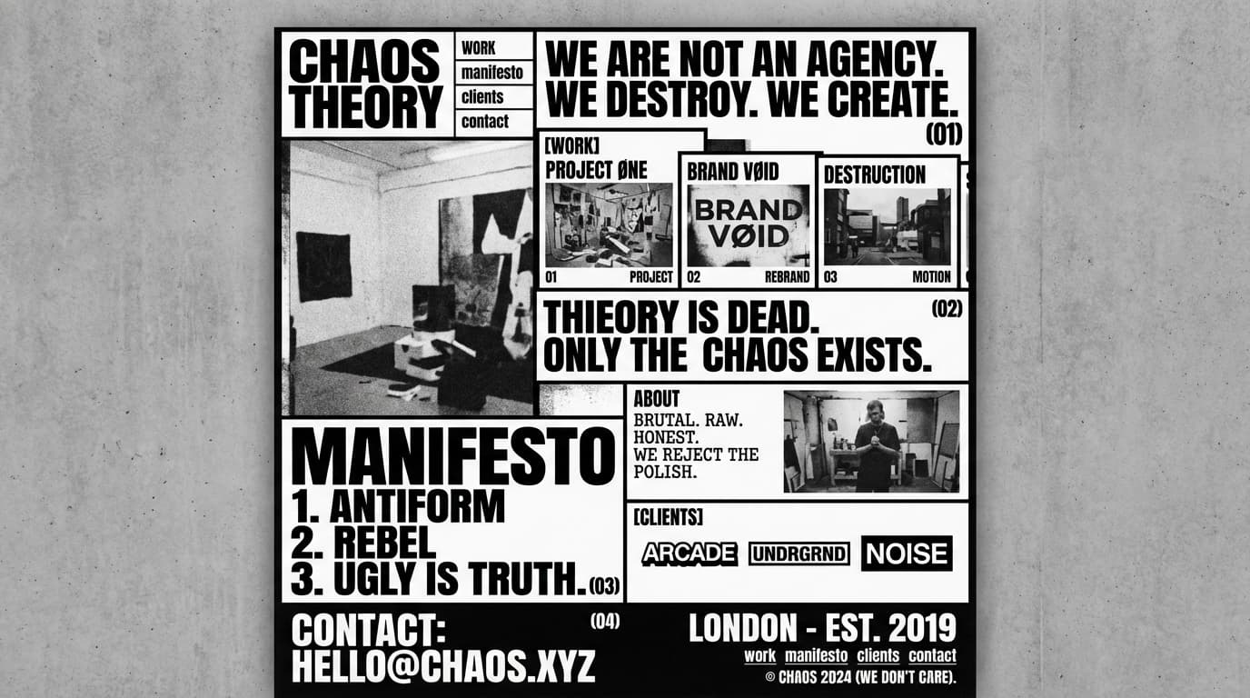 Website preview from the Brutalist Creative Agency prompt