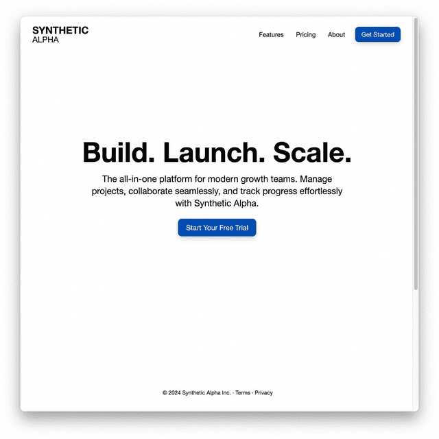 Website preview from the Minimalist Clean Startup prompt