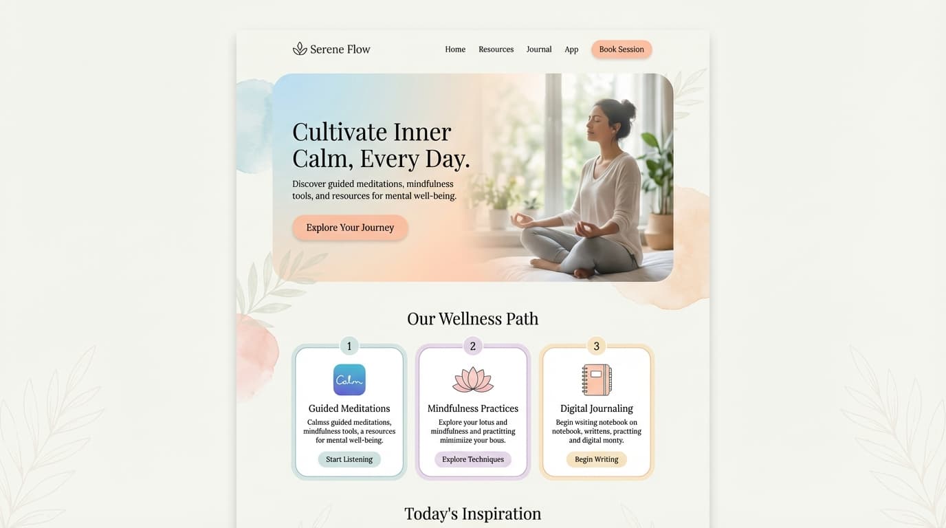 Website preview from the Pastel Soft Wellness prompt