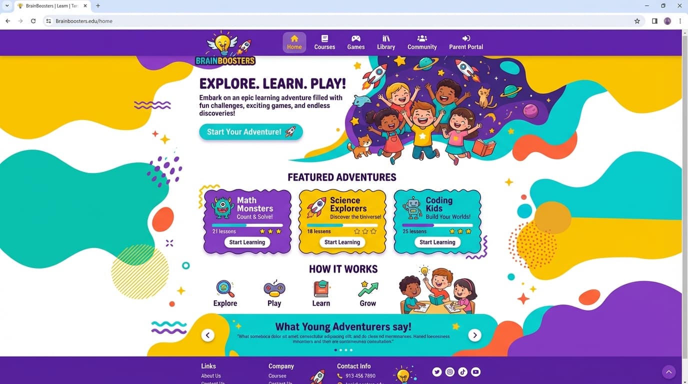 Website preview from the Playful Colorful Education prompt